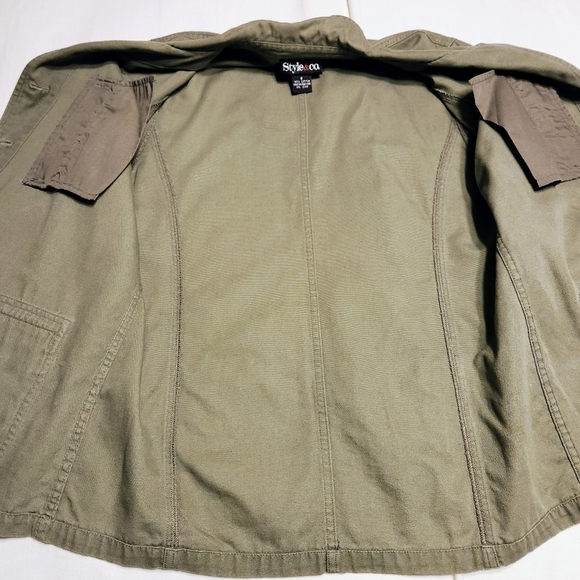Style & Co Cotton Utility Jacket Khaki Green Size 6 - Picture 9 of 11
